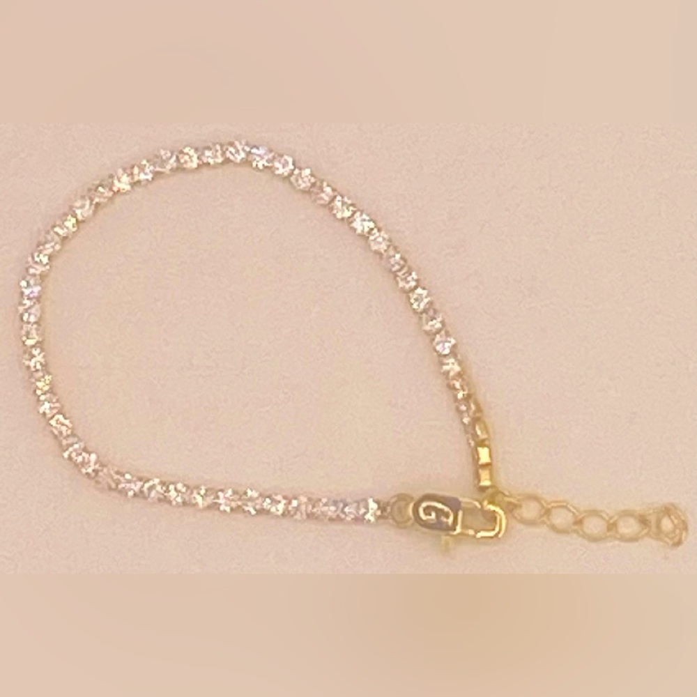 The GLD Shop 2.5mm CZ Yellow Gold Plated Tennis Bracelet 6” + 1”